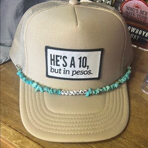 Tan and Turquoise Men's Cap